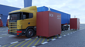 自动解锁装载小车三维动画